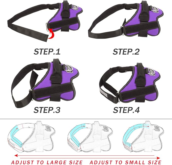 Bolux Dog Harness, No-Pull Reflective Dog Vest, Breathable Adjustable Pet Harness with Handle for Outdoor Walking - No More Pulling, Tugging or Choking (Purple, S)