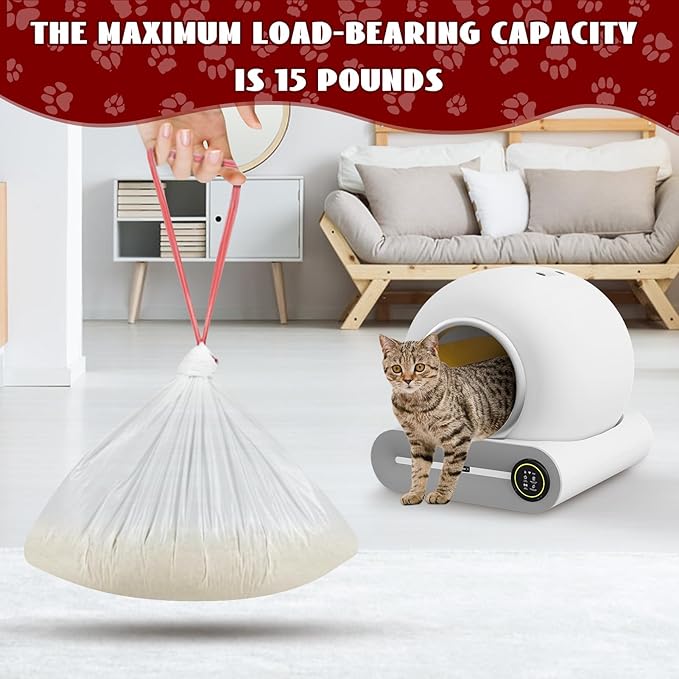 80 Count Self-Cleaning Litter Box Liners for MeoWant MW-SC01/MW-SC02, Extra-Thick Drawstring Trash Bags 17.7x19.68 in, Odor-Proof Cat Waste Disposal