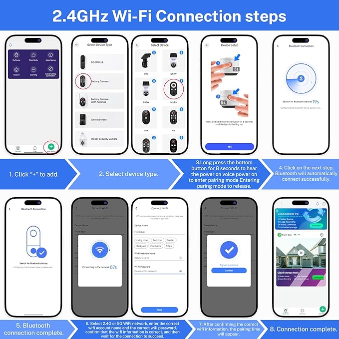 1080p Wireless Security Camera with AI Human Detection, Night Vision, 2-Way Talk, Cloud Storage, 2.4G WiFi Only, Battery Camera for Home Security (2 Spotlights)