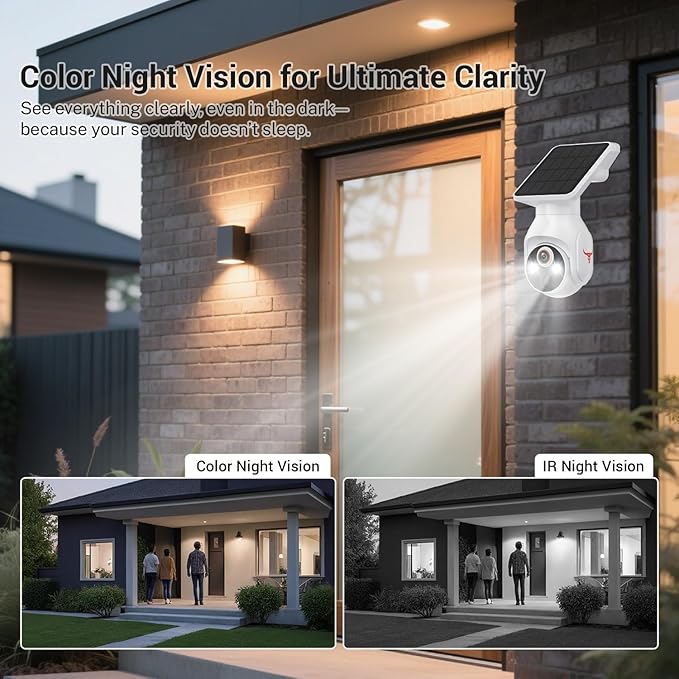 Orbitell 1080p WiFi Outdoor Security Camera with Solar Panel, Battery Powered, AI Motion Detection, Night Vision, Two Way Audio, IP65, Cloud Storage, Human Detection, 2.4GHz Wi-Fi, Pan Tilt Control