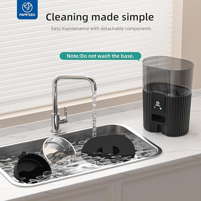 PAPIFEED Automatic Cat Feeder 3.5L/15 Cup 2.4G Bluetooth Pet Feeder for Dog Work with Alexa & Echo Timed Cat Food Dispenser for Remote Feeding with Stainless Steel Bowl up to 10 Meals Per Day with APP