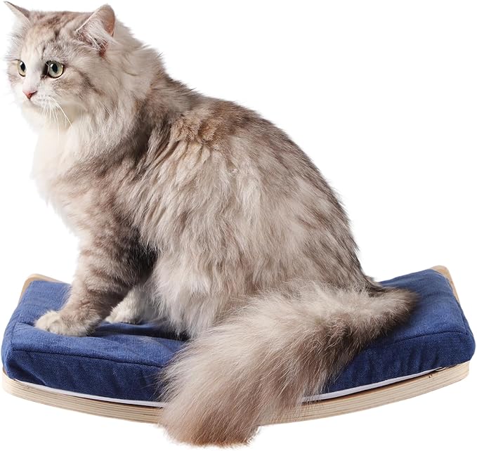 Curved Cat Shelves and Perches, Floating Cat Wall Bed with Comfortable Cushion
