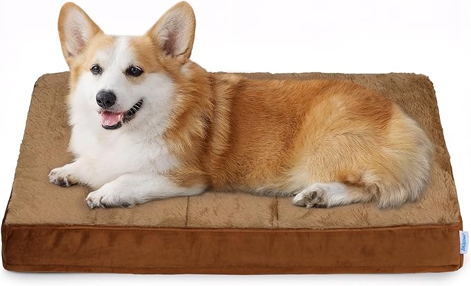Dog Bed for Medium Dog - Orthopedic Pet Beds with Memory Foam, Waterproof Removable Washable Cover with Non-Slip Bottom, Khaki, 30" L x 20" W x 3" H