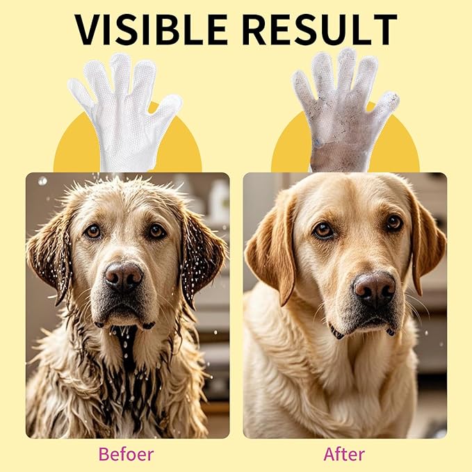 MIOSSZI Pet Gloves Wipes for Dogs & Cats Wipes Cleaning Deodorizing Hypoallergenic No-Rinse Pet Grooming Wipes Unscented Extra Thick Bathing Wipes for Pet Dry Cleaning Daily Care and Travel 8 pcs