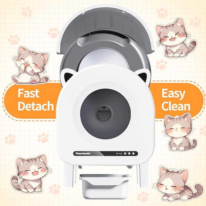 Self Cleaning Litter Box, 68 L Automatic Cat Litter Box for Multiple Cats, Robot with Dual Safety Protection, APP Control, Odor Removal Smart Litter Boxes, 2 Roll Trash Bags