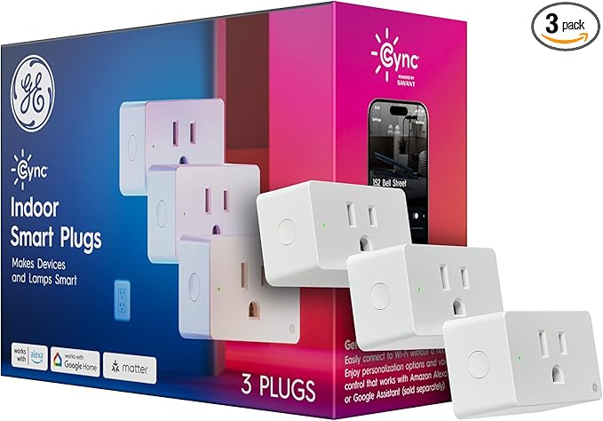 Cync Indoor Smart Plug, WiFi Outlet Socket, Voice Control Outlet, Matter Compatible, Compatible with Alexa and Google Home (3 Pack)