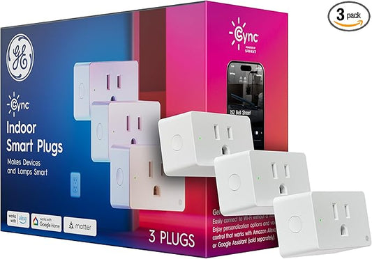 Cync Indoor Smart Plug, WiFi Outlet Socket, Voice Control Outlet, Matter Compatible, Compatible with Alexa and Google Home (3 Pack)