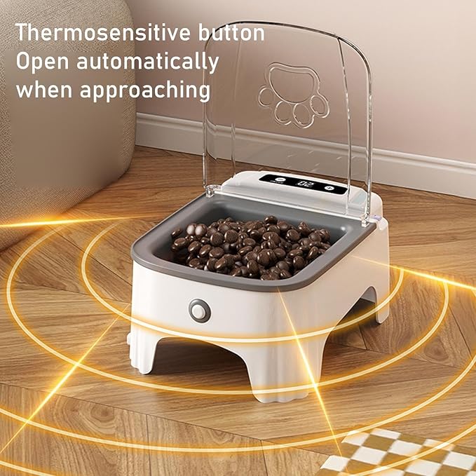 Pet Food Dispenser - ABS Automatic Cat Feeder, Smart Dog Feeder, Rechargeable 2000mAh Battery | Electric Timer Controlled Portioning Bowl with Sensor Lid for Dry Food Feeding Cats Kittens Puppies