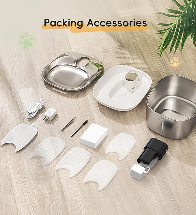 Cat Water Fountain Stainless Steel, 138fl.oz / 4.1L Wireless Cat Fountain, Pet Water Dispenser Cordless for Cats & Dogs Indoor