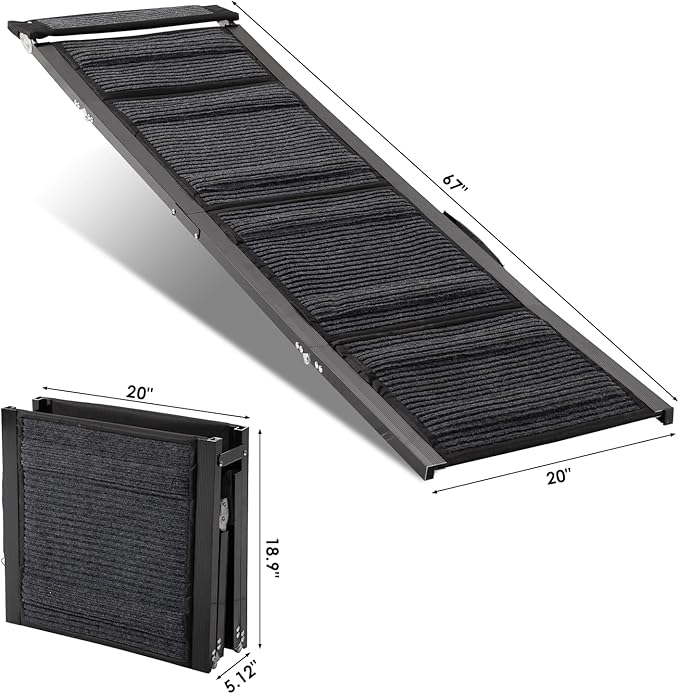 Dog Ramp for Car,350LB 67" Long & 20" Wide ramp for Dogs to get in car,Folding Dogs Ramps for Large Dogs with Non-Slip Rug Surface,Dog ramp for Truck,SUV,Dog Steps for Bed,Adjustable Dog ramp