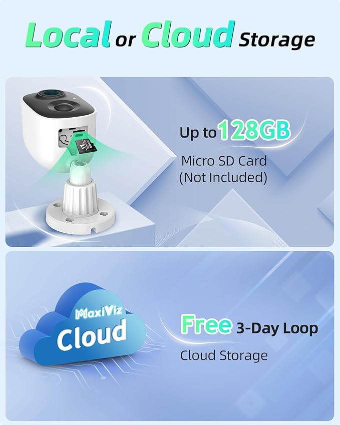 Solar Camera Outdoor Wireless, 2.4G Wi-Fi Security Camera with AI Motion Detection, Cameras for Home Security, 2K Color Night Vision, 2-Way Talk, IP66 Weatherproof, Cloud/SD Storage, 2 Packs