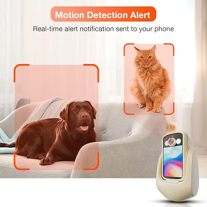 2-Way Video Calling Camera with 2.8" Display, In-House Monitoring Pet Camera with Speaker, 360° View PTZ WiFi AI Motion Detection Indoor for Puppy/Cat/Dog with Phone App Control, Indoor Home Security