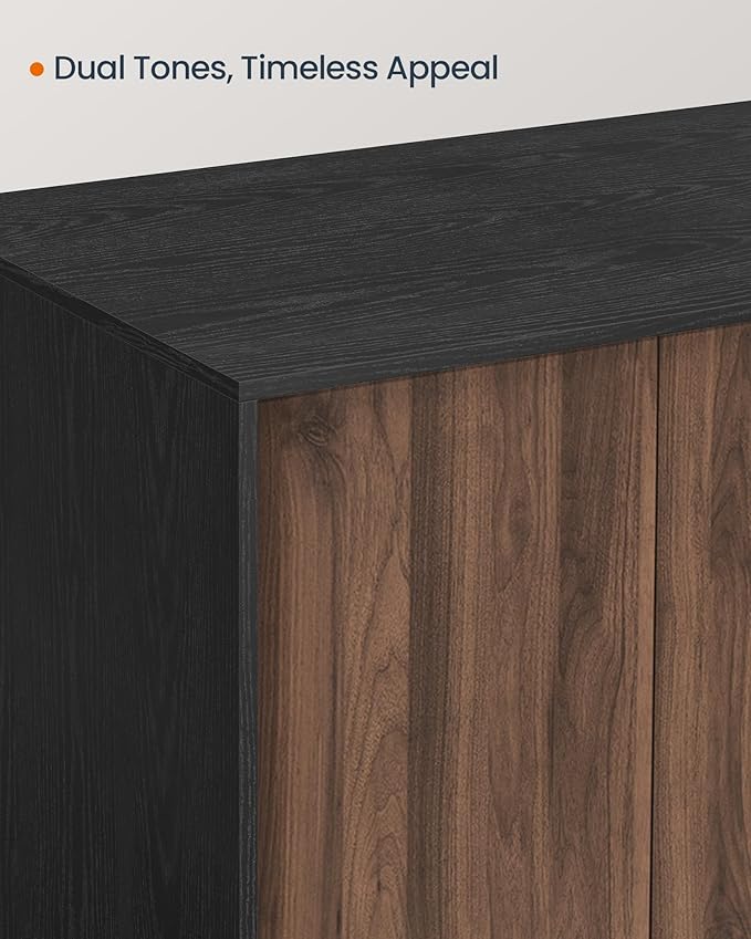 SONGMICS HOME Cat Litter Box Enclosure, Superfast Toolless Assembly, Litter Box Furniture for Large Cats, Display Side Table, Push-to-Open Doors, Ebony Black and Somber Walnut UPCL013BE01S