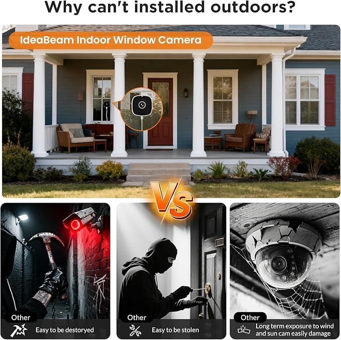 3MP 2k Window Camera, SpectraVivid AI Color Night Vision Window Cameras for Home Security, 2.4G&5G WiFi, Person & Motion Detection Siren, Two-Way Audio, 24/7 Recording, Easy Quick Install On Glass