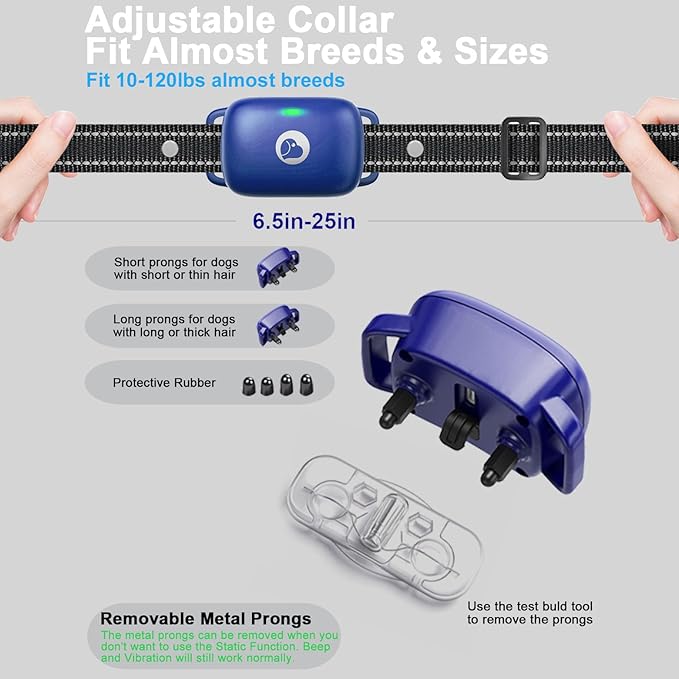 Aikko Dog Shock Collar with Remote - IPX7 Waterproof, 3 Training Modes (Beep, Vibration, Shock), Rechargeable E-Collar for Most Breeds, Anti-Bark & Adjustable Humanitarian Training Collar for 3 Dog