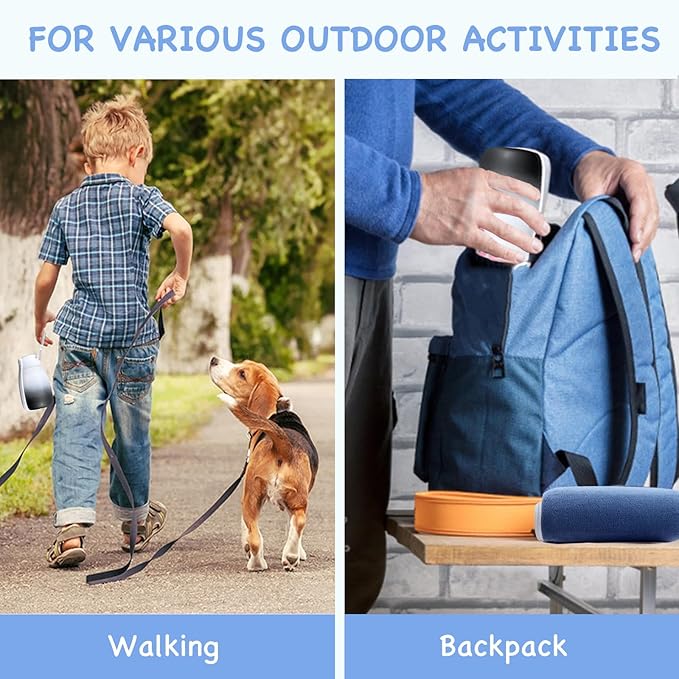 Portable Dog Water Bottle, Food Grade Plastic Dog Travel Water Bottle, Leak-Proof Puppy Water Bowl Dispenser for Outdoor, Dog Walking Accessories, Gifts for Dogs(10Oz, Black&White)