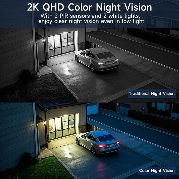 3pc 2.4G/5G WiFi Cameras for Home Security with Double Solar Panels, 2K Solar Security Cameras Wireless Outdoor, Color Night Vision , 2-Way Talk, Spotlight, Siren,IP66, Cloud/SD, AI Detection, W/Alexa