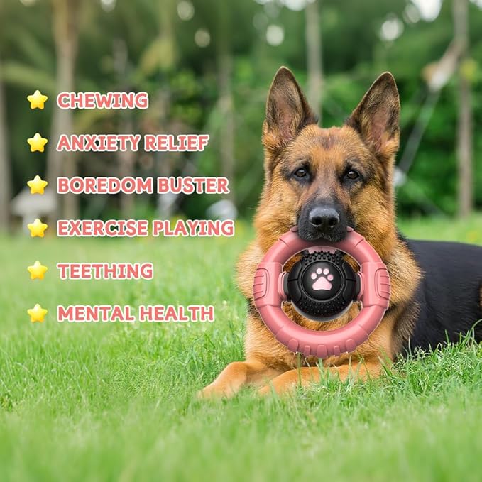 Dog Toys for Aggressive Chewers Large Medium Breed, Indestructible Squeaky Dog Chew Toys, Tough Nylon Rubber Interactive Dog Toys to Keep Them Busy