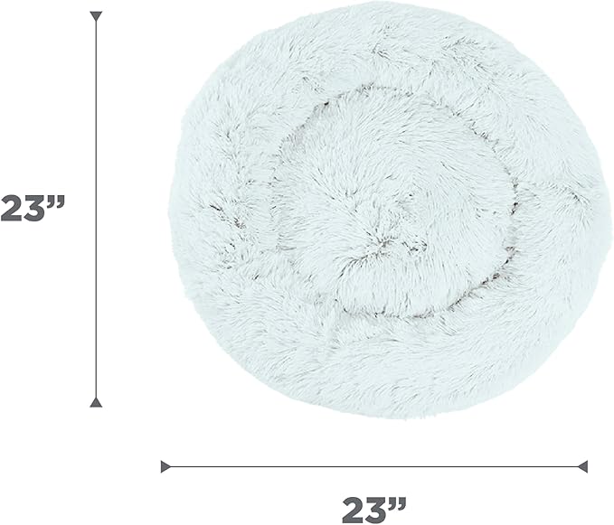 Best Friends by Sheri The Original Calming Donut Dog Bed – Washable Plush Pet Bed for Cats & Small Dogs up to 25 lbs, Shag Faux Fur, Frost Gray, Small (23" x 23")