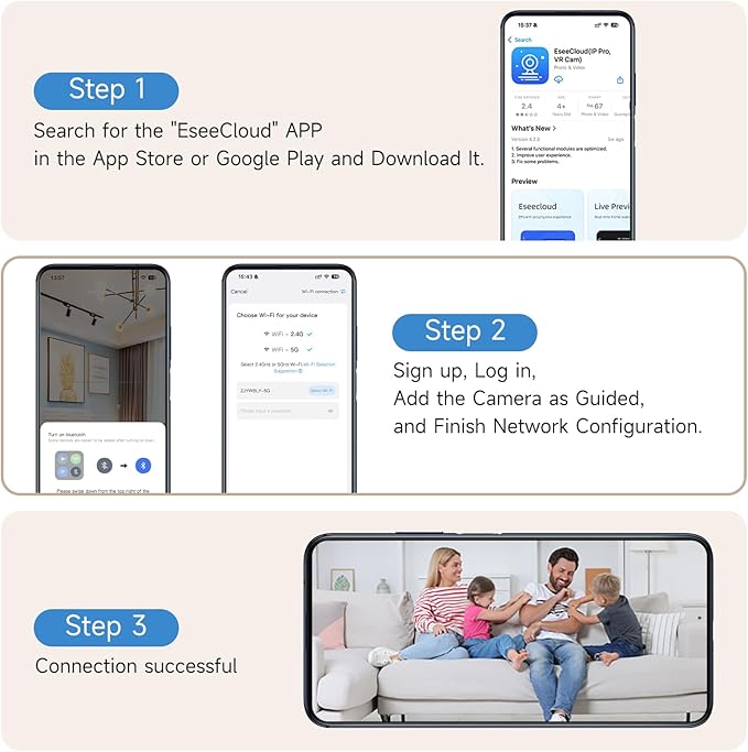 2K Baby Monitor with Phone App, 360° Pan-Tilt Indoor Camera for Home Security, AI Human/Pet Detection, Night Vision, 2-Way Talk, WiFi 2.4G/5G, SD/Cloud Storage, Compatible with Alexa