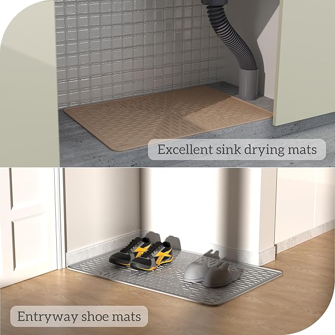 OHMO Cat Litter Mat Trapping Mat Premium Silicone 37.5x25.2,Pink, Waterproof and BPA Free Kitty Litter Box Mat, Easy to Clean and Keeps The Floor Tidy