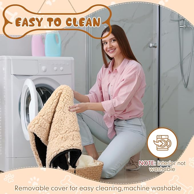 Novabright 3 Pack Self Warming Cat Bed 27x35 Inch Self Heating Dog Mat Reflects Body Heat Extra Warm Thermal Pet Pad Washable Cat Dog Bed for Outdoor Indoor Large Kittens Puppy(Black/Khaki)