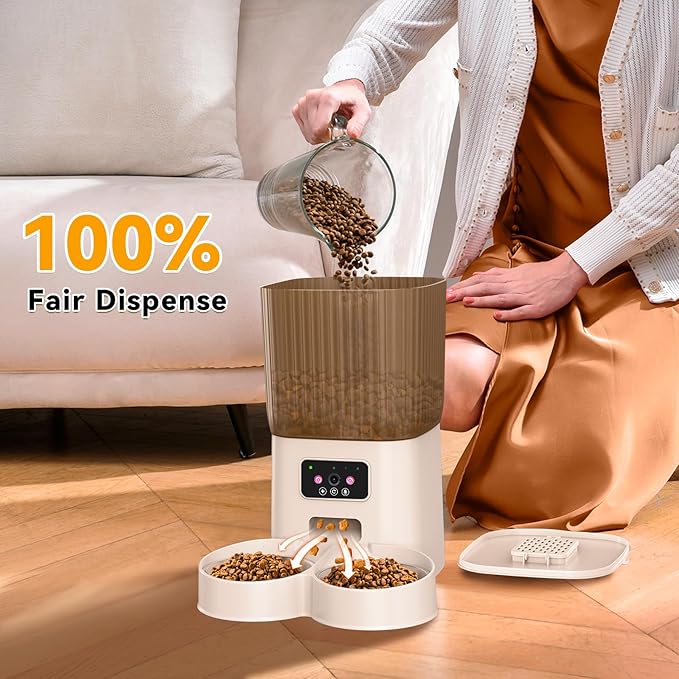 Smart Automatic Cat Feeders, Cat Feeder with Camera for Two Cats,1080P HD Video with Night Vision 2.4G WiFi Auto Pet Feeder with 2-Way Audio,5L Pet Food Storage Container,Detachable for Easy Clean