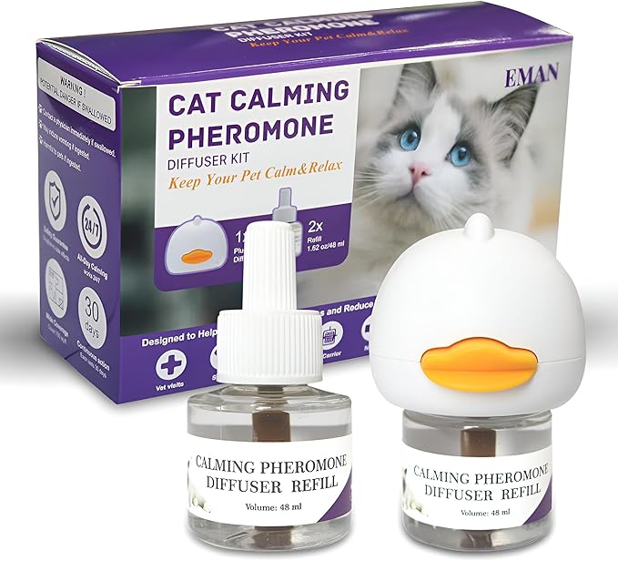 Cat Calming Pheromone Diffuser – Premium Cat Calming Diffuser for Stress & Anxiety Relief – Reduces Scratching, Spraying & Fighting – 60 Day Supply, 48ml Bottle – Ideal for All Cats & Multi-Cat Homes