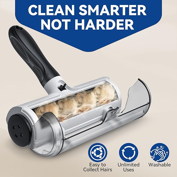 Belife Pet Hair Remover Roller Reusable Lint Roller for Dog and Cat Hair, Multi-Surface Pet Hair Removal Tool for Couch, Furniture, Carpet, Clothes, Bedding (Black)