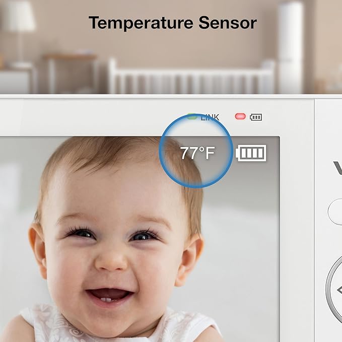 VTech Video Baby Monitor with 7" Color LCD Screen, Rechargeable Battery, Video Streaming, Audio Streaming, Pan-Tilt-Zoom, Touch Multi-Color Night Light, Two-Way Talk, Long Range: Advanced Max Tan