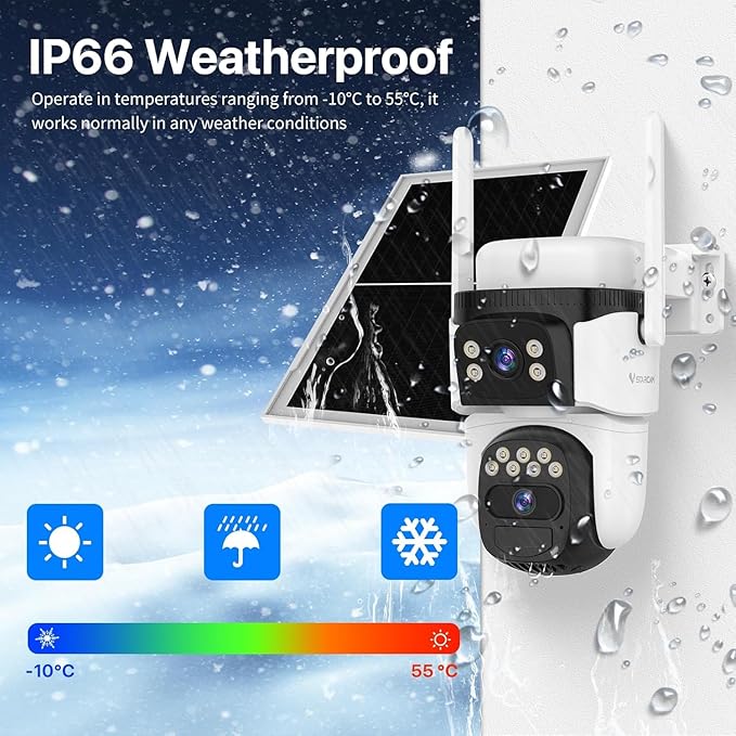 VSTARCAM 2K Dual Lens Security Camera Outdoor WiFi Camera for Home Security Home Survaillance Outdoor, 2.4G WiFi PTZ 2-Way Audio Auto Tracking Night Vision 360° View Cloud/SD Storage IP66 Weatherproof