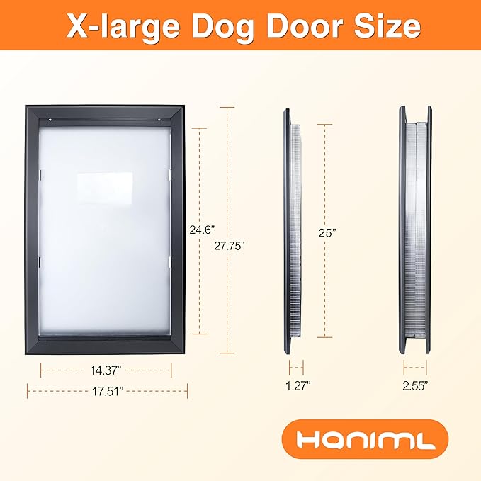 XL Dog Door for Exterior Doors, Heavy Duty Aluminum Doggy Door, Extreme Weather Doggie Door, Giant Dog Door for Large and Extra Large Dogs Up to 220 lbs, Dual Flap Insulated Dog Door, Lockable