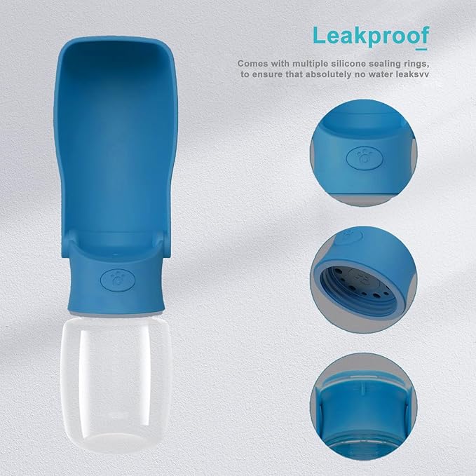 Portable Dog Water Bottle for Walking 19 OZ or 12 OZ Portable Pet Water Bottles for Puppy Small Medium Large Dogs Water Dispenser Pet Water Bowl Dog Accessories (19OZ Blue) (12OZ Dark Blue)