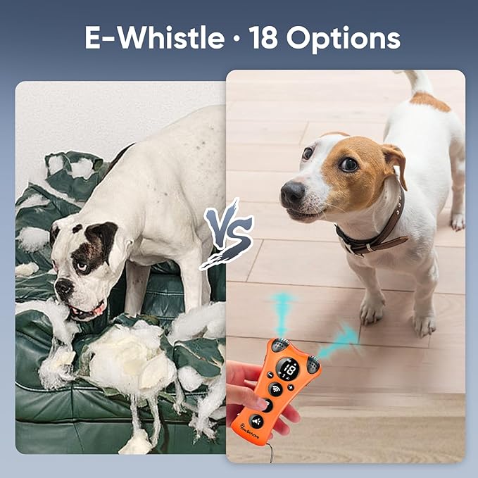 Adjustable Ultrasonic Dog Trainer β World's First Variable Frequency Pet Behavior Corrector with 10 Level Ultra Sound, 18 Dog Whistles, Anti-Bark Flashlight, Humane Dog Deterrent (Orange)