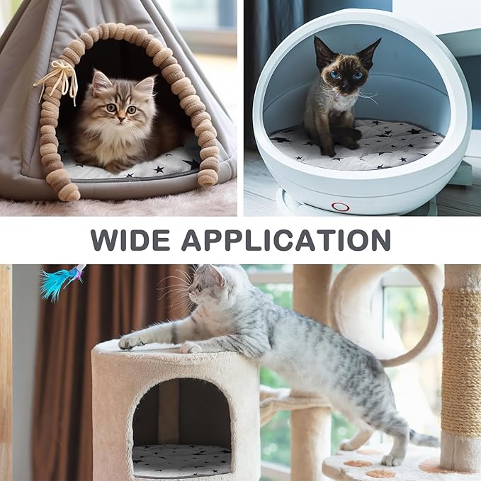 Namalu 4 Pack Self Warming Cat Bed Self Heating Cat Mat Star Pattern Soft Dog Crate Pad Thermal Pet Mat Anti Slip Kennel Dog Washable Warming Bed for Outdoor Indoor(15.7 Inch,Gray)