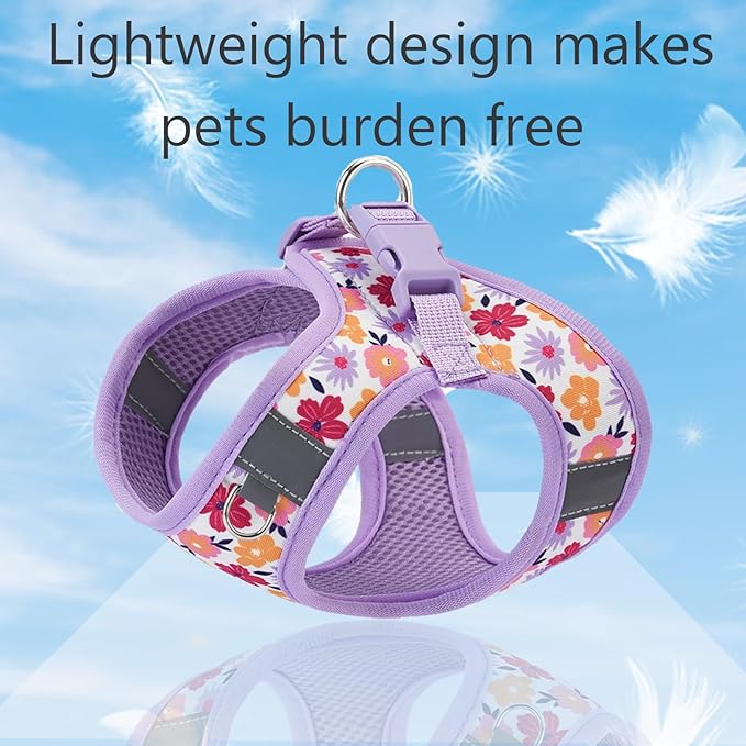 Small Dog Harness and Leash Set, Step in Dog Harness No Pull for Walking Running Training, Puppy Essentials for Dogs Cat Bunny, Adjustable Reflective Dog Vest Harness. (Purple, S)