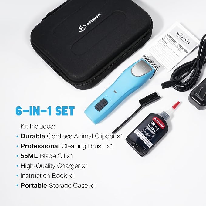 Professional Dog Clippers for Grooming - 2 Speed Detachable Blade Pet Grooming Kit for Thick Curly Matted Coats - Low Noise Heavy Duty Cordless Hair Trimmer for Animal