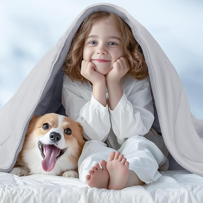 Luciphia Premium Cooling Blanket for Dogs Washable Q-MAX>0.4 Pet Cool Mat for Cats Hot Weather Puppy Lightweight Throw Calming Pad(Light Grey,60x80 inches)