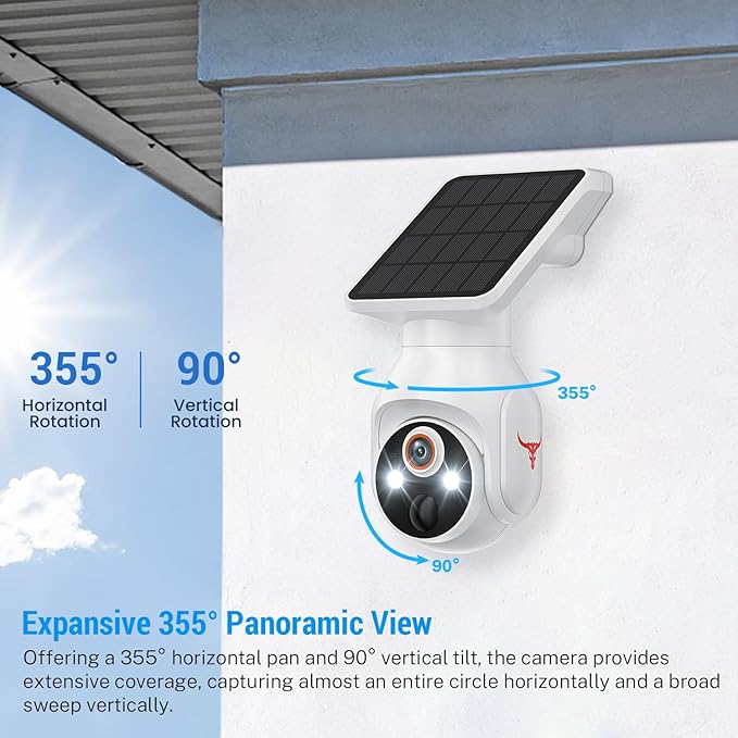 Orbitell 1080p WiFi Outdoor Security Camera with Solar Panel, Battery Powered, AI Motion Detection, Night Vision, Two Way Audio, IP65, Cloud Storage, Human Detection, 2.4GHz Wi-Fi, Pan Tilt Control