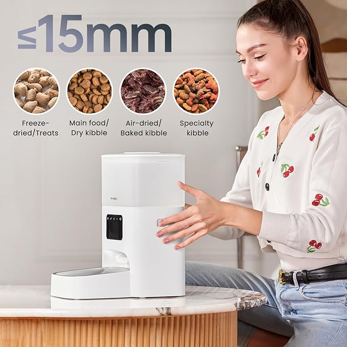 PET MARVEL Automatic Cat Feeder Smart, WiFi Enabled App Control & Voice Recording, 4.4L Dry Food Dispenser with Programmable Timer, 6-Meal Portions, Freshness Seal Tank, M2