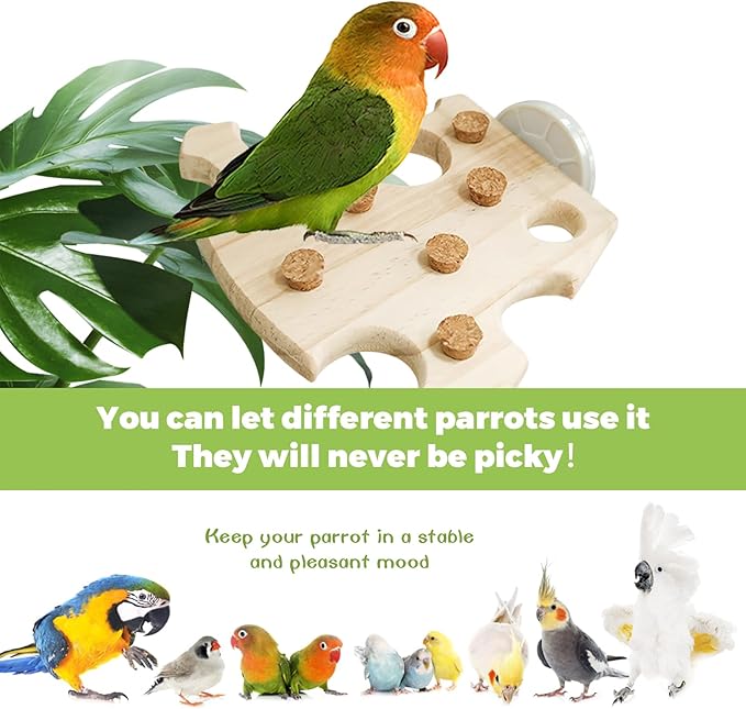 Wooden Bird Chew Toy, Parrot Biting Toys, Foraging Training, Relieve Boredom & Anxiety, Bird Cage Accessories, for Small Parakeets, Conures, Macaws, Budgies, Finches, NL N