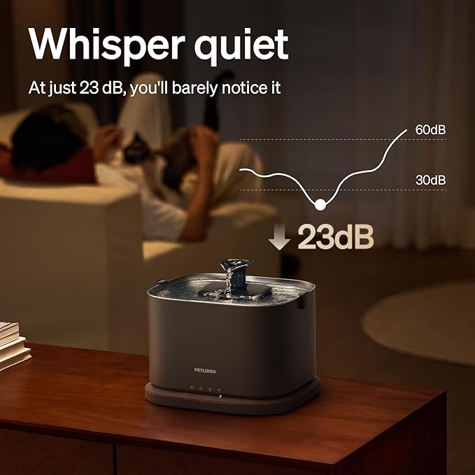 PETLIBRO Upgrade Cordless Cat Water Fountain + 8 Packs Genuine Cat Fountain Filter Replacement, App Monitoring 3L/101oz Dockstream 2 Pet Water Fountain with Stainless Steel Tray, 4-Month Set Easy-Swap