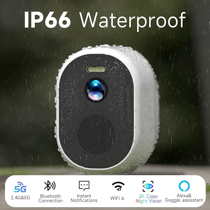 4Pack 2.4G&5G Security Cameras Wireless Outdoor, 2K Battery Powered Indoor Cameras for Home Security, AI Motion Detection Siren,Two-Way Talk, Color Night Vision, Waterproof,Works w/Alexa