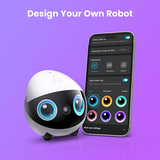 Enabot EBO Air 2 Plus FamilyBot 3K Home Camera Robot: Indoor Camera, Movable Robot Companion, 2-Way Video, AI Chat Mode, Auto-Recharge, Long Battery Life, Custom Facial Image, Night Vision
