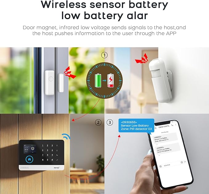 PGST Smart Home Alarm System,2.4" LCD Screen Home Security Systems,Wireless Burglar Door Alarm Kits,Door and Motion Detectors,4G SMS/Phone Tuya APP Remote Alerts for Home,Villa,Apartment