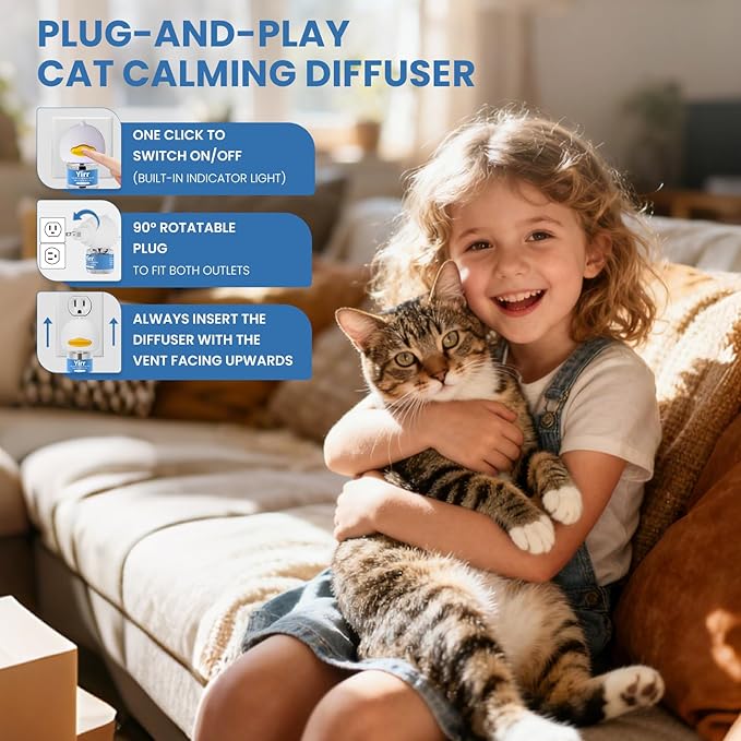 Cat Calming Diffuser, 4 in 1 Kitten Pheromones Calming Diffuser, Multicat Calming Diffuser, Relaxing Pheromone for Cat Relief Stress Anxiety Fighting Scratching, 1 Diffuser 3 Refill(48ml)