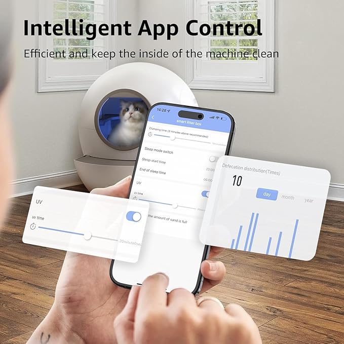 Self Cleaning Litter Box, Automatic Cat Litter Box Self Cleaning for Multiple Cats, Extra Large Robot Cat Litter with Safety Sensor Protection, Odor Removal, Smart APP Control, Litter Tracking Pedal