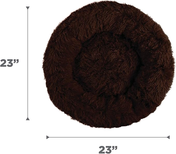Best Friends by Sheri The Original Calming Donut Dog Bed – Washable Plush Pet Bed for Cats & Small Dogs up to 25 lbs, Shag Faux Fur, Dark Chocolate, Small (23" x 23")
