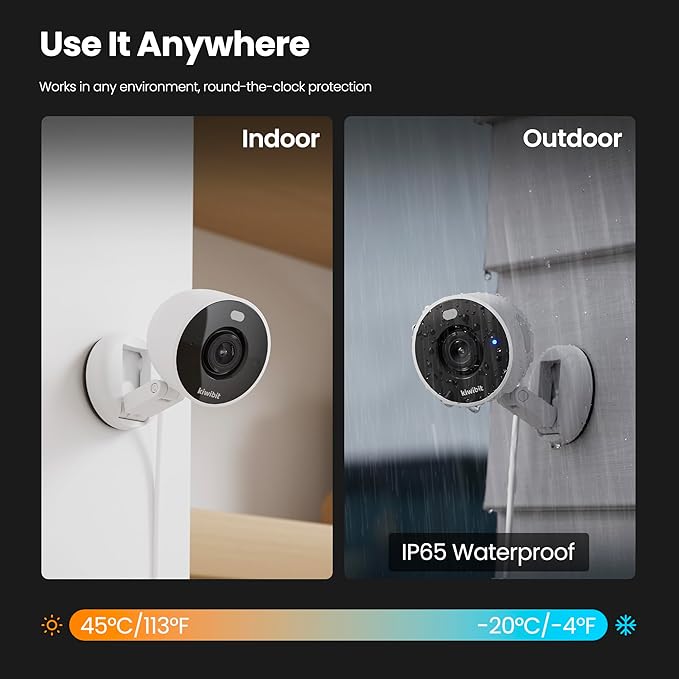 2K Security Camera Indoor/Outdoor, Pet Camera, Baby Monitor, Magnetic Mount, AI Detection, Color Night Vision, SD & Cloud Storage, Works with Alexa, 10FT Extra-Long Cable