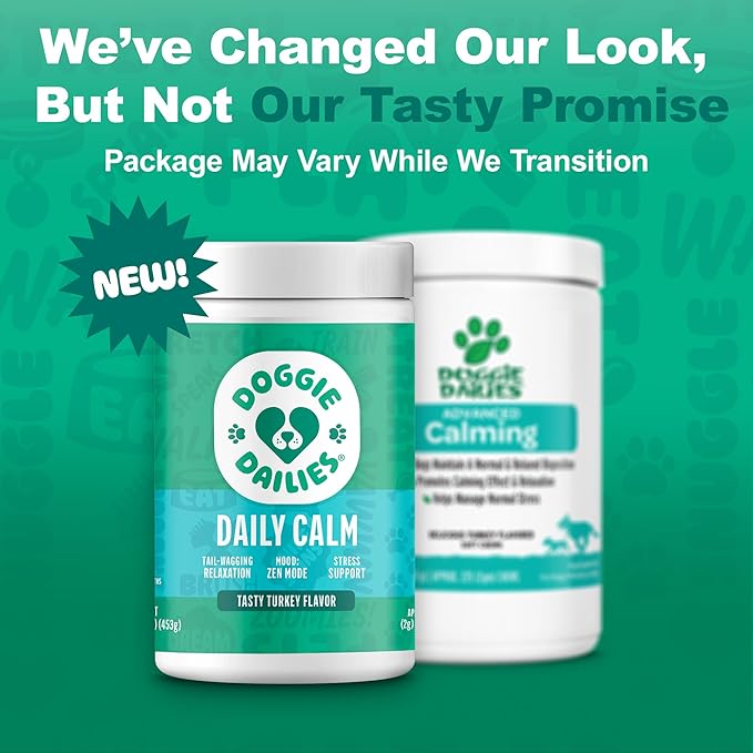 Doggie Dailies Calming Chews for Dogs - Melatonin for Dogs with Chamomile to Help Manage Stress Relief - Calm & Relaxation During Thunderstorms, Fireworks, Travel, & Separation (Turkey) 225 Soft Chews
